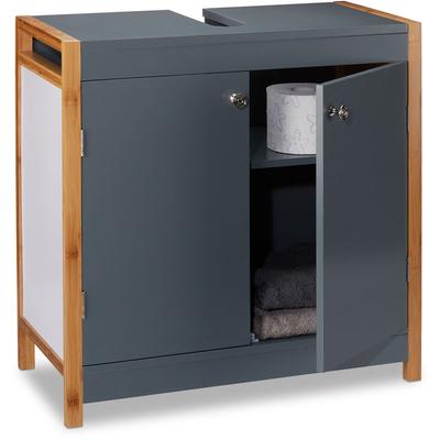 Waschbeckenunterschrank mit Bambusrahmen, verstellbarer Einlegeboden, Aussparung, HxBxT: 60 x 60 x Image