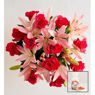 1-800-Flowers Flower Delivery Magnificent Pink Rose & Lily Bouquet Only W/ Candy