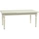 Table rallonge champêtre en tilleul massif, finition blanche antique L180xPR90xH80 cm