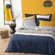 Atmosphera - Housse de couette 240x260 Rayures ethniques bleu + 2 taies 100% coton 57 fils - Bleu