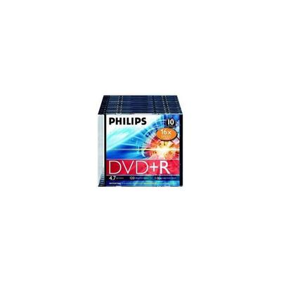 Philips - DVD+R 16x, 10 pièces en slimcase (DR4S6S10F/00)