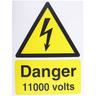 Panneau de danger, avec pictogramme : Danger Electricité Danger 11000 Volts ( Prix pour 1 )