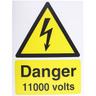 Panneau de danger, avec pictogramme : Danger Electricité ' Danger 11000 Volts ' ( Prix pour 1 )