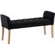 Banc banquette capitonné en tissu noir avec pieds en bois largeur 133cm - noir