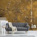 Papier peint panoramique Cerisiers japonais 300 x 280cm Ocre ambré - or