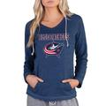Women's Concepts Sport Navy Columbus Blue Jackets Mainstream Terry Tri-Blend Long Sleeve Hooded Top