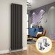 ELEGANT Modern Vertical Radiator Double Designer Heater Grey Tall Upright Radiators Wall Panel 1800 x 452 mm + Valves Chrome