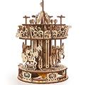 UGEARS Carousel 3D Puzzles Adult - Spinning Wooden Construction Kit - Easy Self-Assembling - Mechanical 3D Puzzle Wooden Model Kits for Adults to Build - Gorgeous Gift and Home Décor
