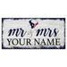 Houston Texans 6" x 12" Personalized Mr. & Mrs. Script Sign