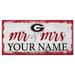 Georgia Bulldogs 6" x 12" Personalized Mr. & Mrs. Script Sign