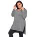 Plus Size Women's Tunic Hoodie by Roaman's in Medium Heather Grey (Size 30/32)