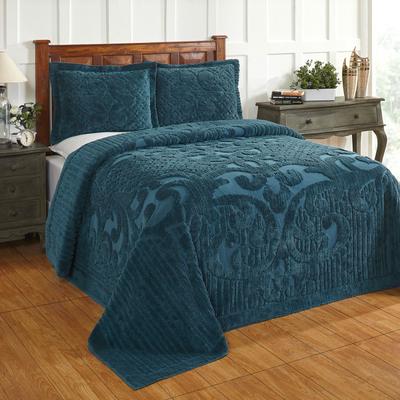 Ashton Collection Tufted Chenille Bedspread by Better Trends in Teal (Size QUEEN)