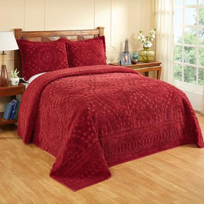 Rio Collection Chenille Bedspread by Better Trends in Burgundy (Size QUEEN)