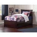 Ralls Extra Long Twin Solid Wood Platform Bed w/ Trundle by Harriet Bee Wood in Brown | 44.25 H x 42.75 W x 82.75 D in | Wayfair