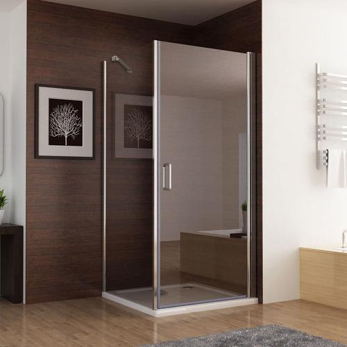 MIQU Duschkabine 80 x 90 (Seitenwand) x 185cm Eckeinstieg Schwingtür Dusche Duschwand NANO Glas mit