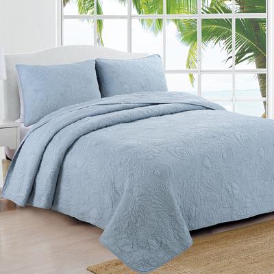 Seaside Quilt Set by American Home Fashion in Dusty Blue (Size TWIN)