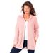 Plus Size Women's Classic-Length Thermal Hoodie by Roaman's in Soft Blush (Size L) Zip Up Sweater