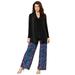 Plus Size Women's Ultrasmooth® Fabric Long-Sleeve Cardigan by Roaman's in Black (Size 14/16) Stretch Jersey Topper