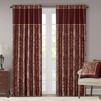 Aubrey Wide Tailored Curtain Pair Merlot, 100 x 108, Merlot