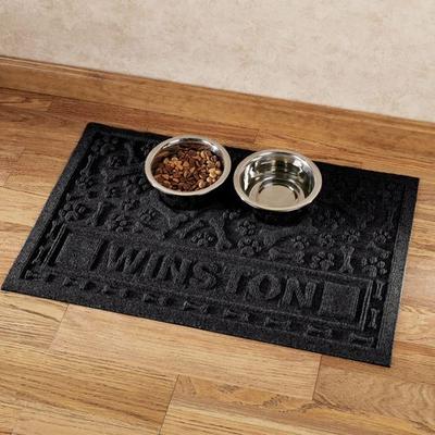 Paws and Bones Small Personalized Pet Mat 28 x 18, 28 x 18, Charcoal