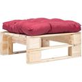 Vidaxl - Repose-pied palette de jardin avec coussin rouge bois naturel