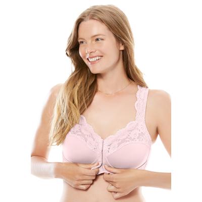 Plus Size Women's Front Close Wireless Gel Strap Bra by Comfort Choice in Shell Pink (Size 46 D)