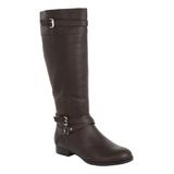 Extra Wide Width Women's The Janis Wide Calf Leather Boot by Comfortview in Dark Brown (Size 8 1/2 WW)