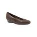 Extra Wide Width Women's Lauren Leather Wedge by Trotters® in Brown Suede Patent (Size 7 WW)