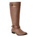 Extra Wide Width Women's The Janis Wide Calf Leather Boot by Comfortview in Cognac (Size 8 WW)
