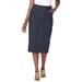 Plus Size Women's Comfort Waist Stretch Denim Midi Skirt by Jessica London in Indigo (Size 26) Elastic Waist Stretch Denim