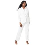 Plus Size Women's 2-Piece Stretch Crepe Single-Breasted Pantsuit by Jessica London in White (Size 20 W) Set
