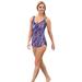 Plus Size Women's Sarong Swimsuit by Swim 365 in Dream Blue Abstract (Size 32)