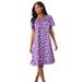 Plus Size Women's Short Floral Print Cotton Gown by Dreams & Co. in Plum Burst Bouquet (Size L) Pajamas