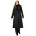 Plus Size Women's Long Wool-Blend Coat with Faux Fur Collar by Jessica London in Black (Size 12)