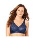 Plus Size Women's Front-Close Lace Wireless Posture Bra 5100565 by Exquisite Form in Navy (Size 40 DD)