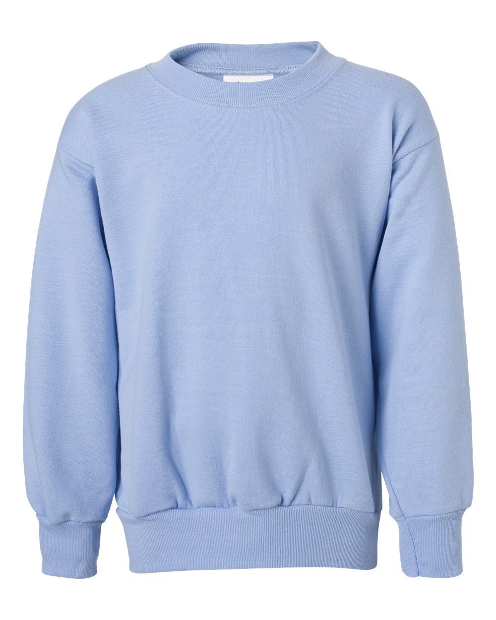 Hanes P360 Youth EcoSmart Crewneck Sweatshirt in Light Blue size Small | Cotton Polyester