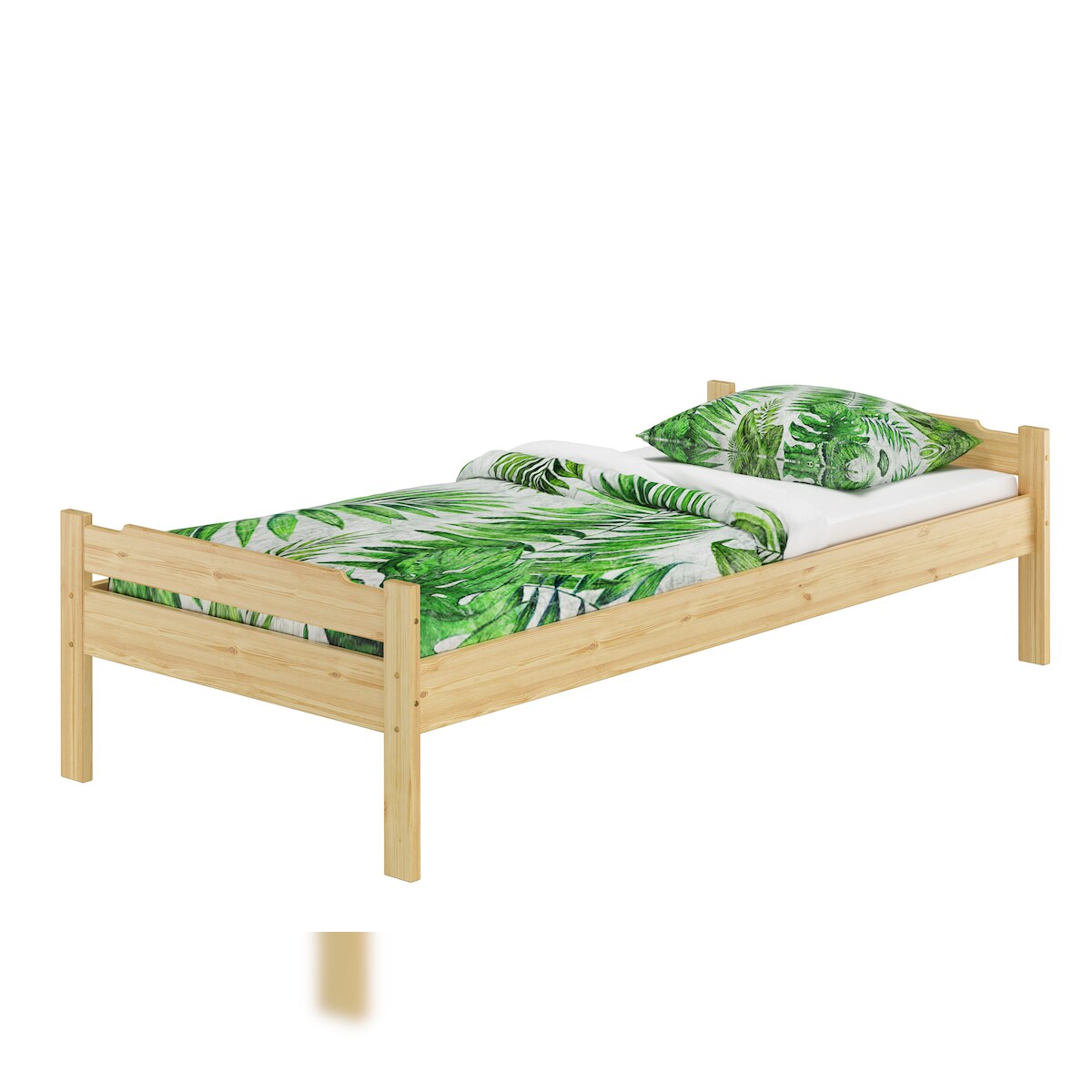 Erst-Holz Einzelbett Bettrahmen Kiefer natur 80x200 Massivholzbett Zubehör wählbar V-60.31-08 ohne Zubehör Image