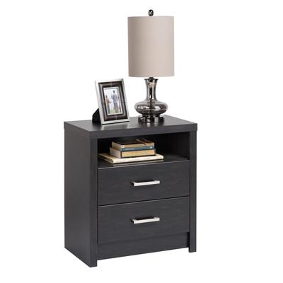 District Tall 2-Drawer Nightstand Washed Black by Prepac Manufacturing in Washed Black