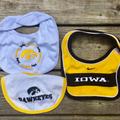 Nike Accessories | 3 Hawkeye Baby Bibs Iowa | Color: Black/Gold | Size: Osbb