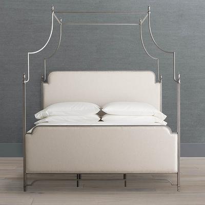 Whitby Canopy Bed - Silver with Textured Natural L...
