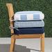 Double-piped Outdoor Chair Cushion - Cara Stripe Indigo, 21"W x 19"D, Standard - Frontgate