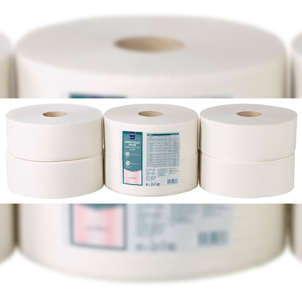 METRO Professional Jumbo Toilettenpapier Weiß 2-lagig 320 m - 6 Stück Image