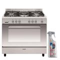 Glem Cuisinière Piano de cuisson 5 foyers brûleurs gaz inox 90X60cm Four catalyse Gazinière - Inox