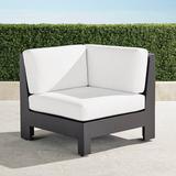 St. Kitts Corner Chair with Cushions in Matte Black Aluminum - Custom Sunbrella Rain, Special Order, Rain Natural - Frontgate