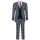 Men's Classic Blue 3 Piece Tweed Herringbone Tailored Fit Checked Single Breasted Wedding Prom Suit 36/30W