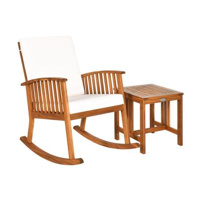 Costway 2 Pieces Acacia Wood Patio Rocking Chair Table Set