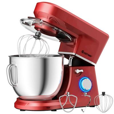 Costway 7.5 Qt Tilt-Head Stand Mixer with Dough Hook-Red