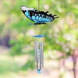 Exhart Large WindyWings Butterfly Wind Chime, 11 by 24 Inches Resin/Plastic in Blue | 24 H x 10.8 W x 9.5 D in | Wayfair 40123-RS