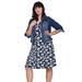 Plus Size Women's Fit and Flare Knit Dress by ellos in Navy/white Floral (Size 2X)