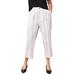 Plus Size Women's Straight Leg Cropped Linen Trousers by ellos in White Black Stripe (Size 12)